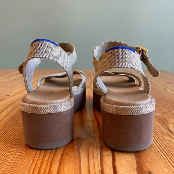 9 - Rothy's $179 Metallic Aurora Gold Criss Cross Platform Sandals NEW 1126GT - Picture 7 of 8